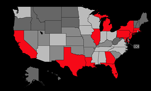 MAPA DEL CORONAVIRUS DE ESTADOS UNIDOS