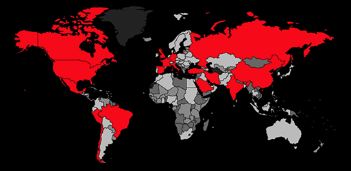 MAPA MUNDIAL DEL CORONAVIRUS